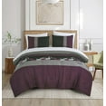 thumbnail image 2 of Chezmoi Collection Alana 7-Piece Bed in a Bag Comforter Set with Sheets, Embroidered Floral Luxury Leaves Purple/Black/Gray Lightweight All Season Bedding, Full, 2 of 9