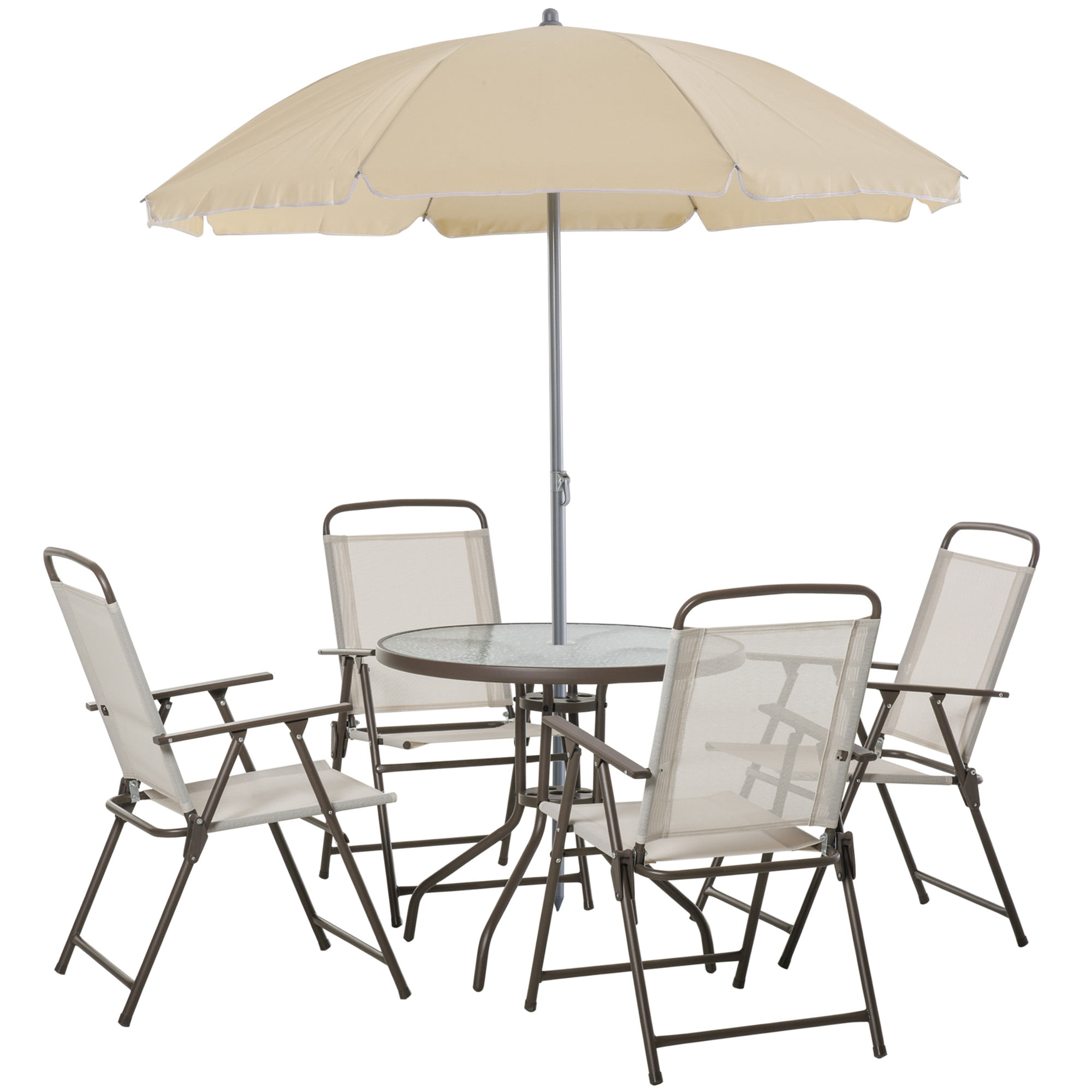 Outsunny 6pc Patio Dining Furniture Set, Folding Chairs Patio Dining Set