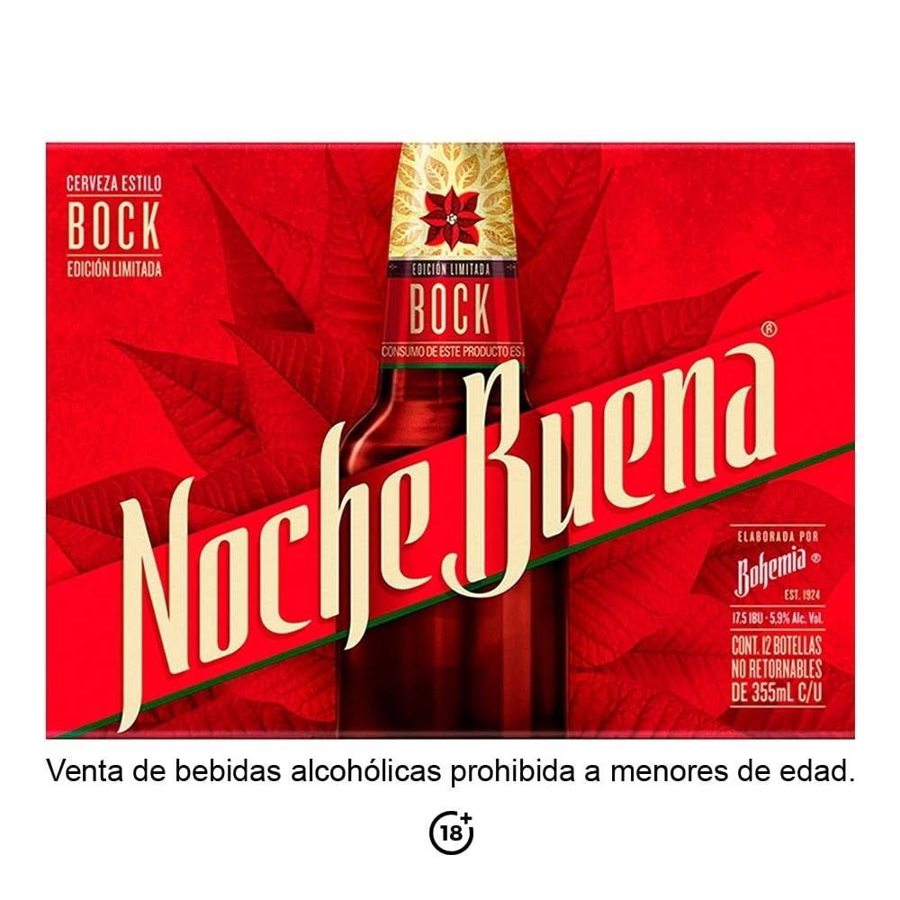 Cerveza Bohemia Noche Buena 12 pzas de 355 ml c/u | Walmart en línea