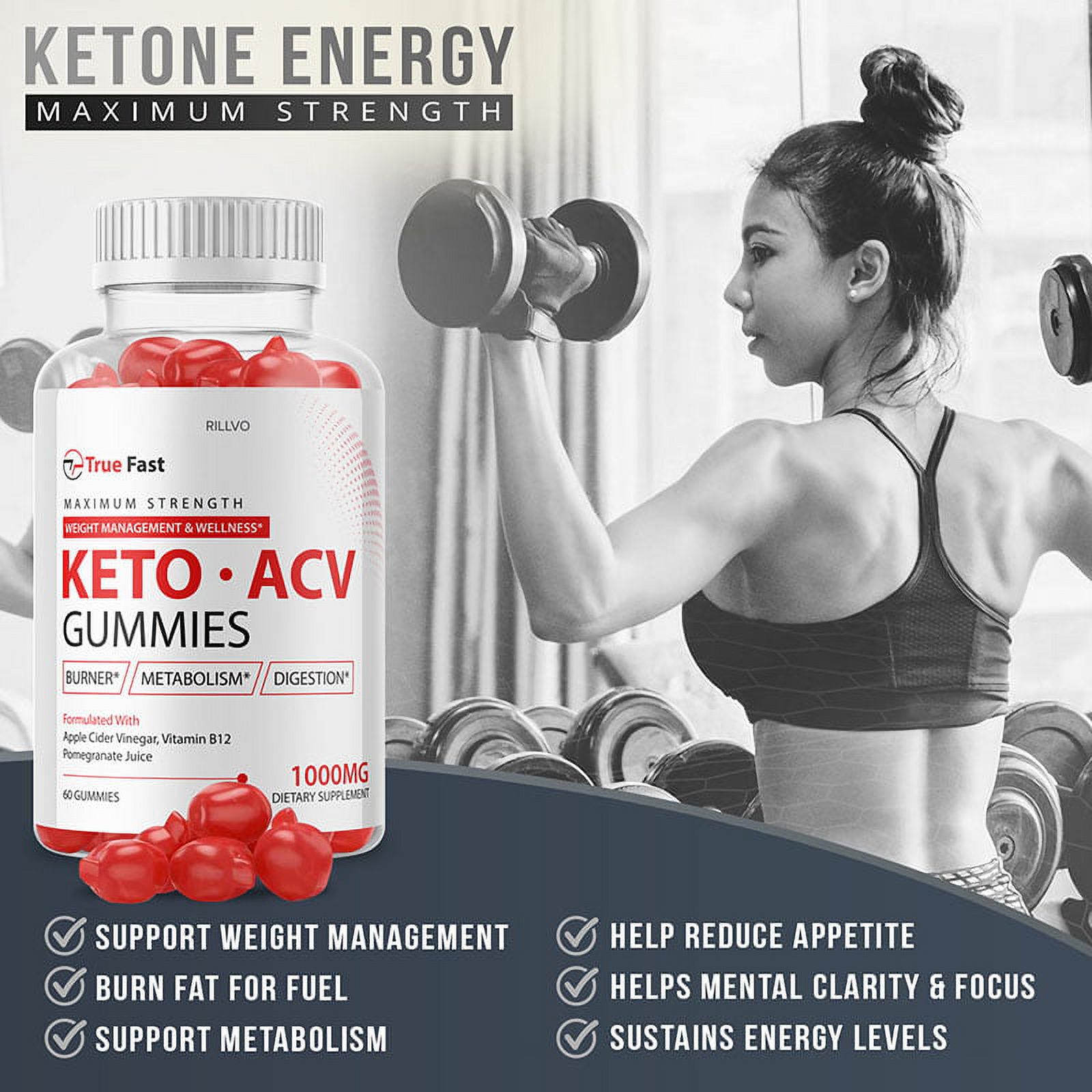 (2 Pack) True Fast Keto Gummies - True Fast Keto ACV Gummy’s - Supplement for Weight Loss - Energy & Focus Boosting Dietary Supplements for Weight Management & Metabolism - 120 Gummies