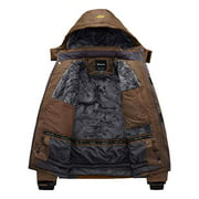 Wantdo Men's Waterproof Mountain Jacket Fleece Windproof Ski Jacket US S Coffee S
