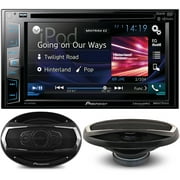 Angle View: Pioneer 6.2" Bluetooth Double-DIN In-Dash DVD Receiver, Siri Eyes Free, with two 6"x9" 5-way Speakers