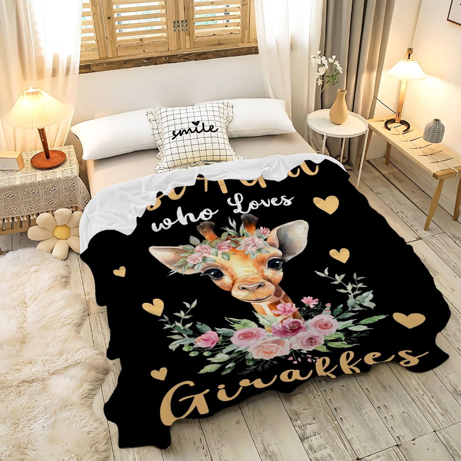 Just a Girl Who Loves Giraffes Blanket Gifts for Lovers Girls Women Warm Soft Throw Cozy Blankets for Bed Couch Gift for Birthday Graduation 40"x50" for Kids