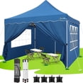 thumbnail image 6 of Hoteel 10x10 Pop Up Canopy Tent for Parties with 4 Sandbags, 4 Ropes, 4 Stakes & Wavy Edge, One Person EZ Setup, 20% Thicker Cross Tubes, Increased Height, 310cm Model for Ample Comfort, Blue, 6 of 9
