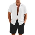 thumbnail image 2 of FNFYFH Men's 2 Piece Outfits Short Sleeve Cuban Shirts and Shorts Summer Beach Vacation Sets, 2 of 9