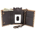 thumbnail image 3 of Real Leather Wallets for Men Trifold Wallet RFID Blocking Chain Wallet with Cobra Snake Texture Leather Brown, 3 of 6