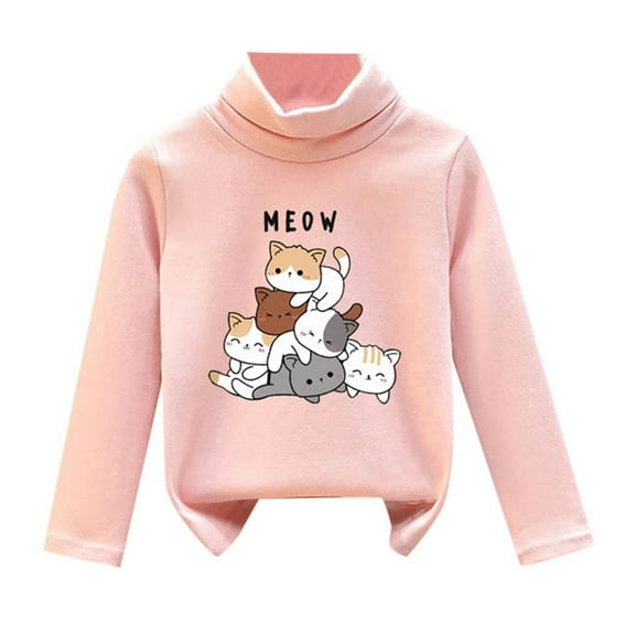 Gaexia Girls Sweaters,2T Sweaters Girls,Kids 2024 Baby Boys Girls Shirts High Collar Soft Tops T Shirt Unisex Pullover Sweatshirt
