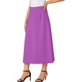 thumbnail image 4 of Women's Stretchy High Wasited A Line Long Maxi Skirt Below Knee Length Flared Midi Skirts Purple, 4 of 6