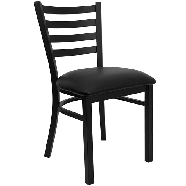 Pemberly Row 19.5" Industrial Metal Ladder Back Dining Chair in Black