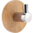 thumbnail image 2 of Gancho de pared adhesivo de acero inoxidable de bambú, ganchos para abrigos, ganchos para puertas, colgadores adhesivos de pared para colgar ropa, abrigos, toallas (4 unidades), 2 of 5