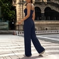 thumbnail image 4 of Cutuoiiu Women Fashion Scoop Neck Cami Set Solid Color Drawstring Waist Wide Leg Pants Casual Loungewear Gifts, 4 of 6