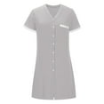 thumbnail image 3 of Button Down Night Gowns for Women, Fashion Casual Summer V-Neck Short Sleeved Contrasting Color for Home Simple Women's Short Dress., 3 of 5