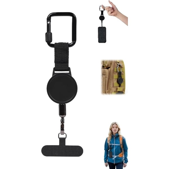 Outdoor Anti-Theft Retractable Phone Lanyard with Steel Cable & Carabiner, Anti-Drop Tether for Phones During Outdoor Activities
