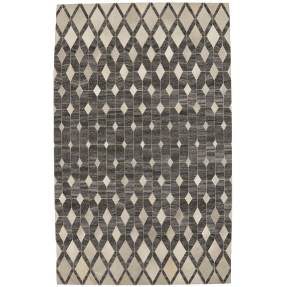 Gray Cowhide 5X8 Modern Leather Rug