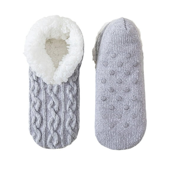 Arnsht Socks for Women, Winter Warm Floor Socks, Fuzzy Socks, Cozy Sherpa Slipper Socks, Ultra Comfortable House Slippers Gray Free Size