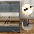 thumbnail image 4 of Akaber King-Size Upholstered Platform Bed Frame with 2-Tier Storage Headboard, 3 Drawers, USB Port, LED Lights, Gray, 4 of 8