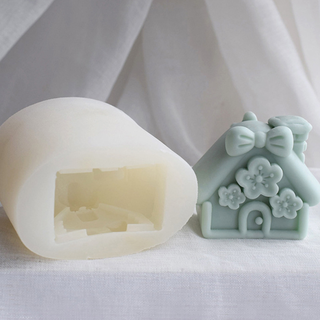 Christmas Small House Candle Molds House Shape Silicone Moulds Handmade Soap Mold DIY Fondant Chocolate Decorating Tool