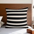 thumbnail image 4 of Pillow Covers 16x16 Inch, Black Beige Striped Linen Pillowcase with Invisible Zipper, Vintage Geometric Line Simple Decorative Throw Pillow Covers Cushion Case for Couch Sofa Bed Living Room, 4 of 9