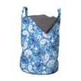 thumbnail image 1 of Spring Laundry Bag, Nature Design Butterflies and Flowers Pattern, Hamper Basket with Handles Drawstring Closure for Laundromats, 13" x 19", Azure Blue Coral, by Ambesonne, 1 of 4