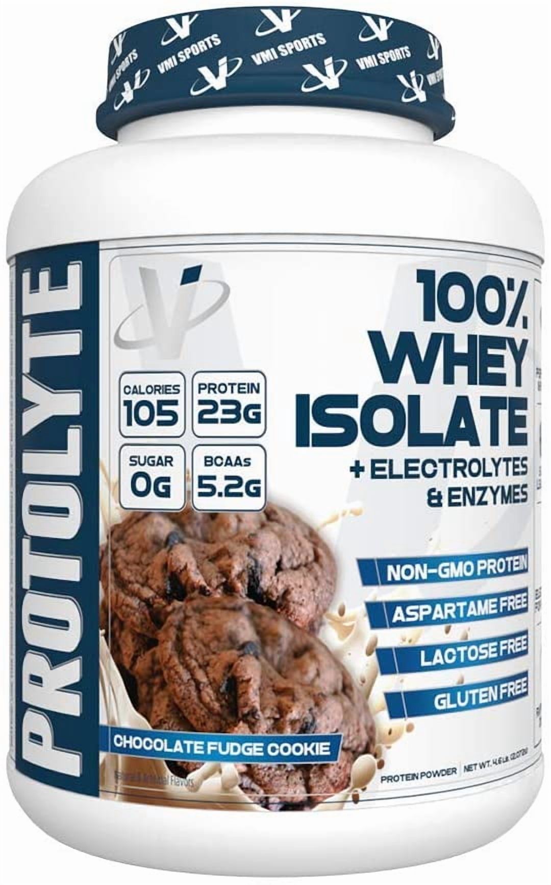 VMI Sports | Protolyte Whey Isolate Protein Powder | Low-Calorie 100% Whey Protein Isolate | Non-GMO Low Sugar Lactose Free and Gluten Free - 4.6 Pound (Chocolate Fudge Cookie)