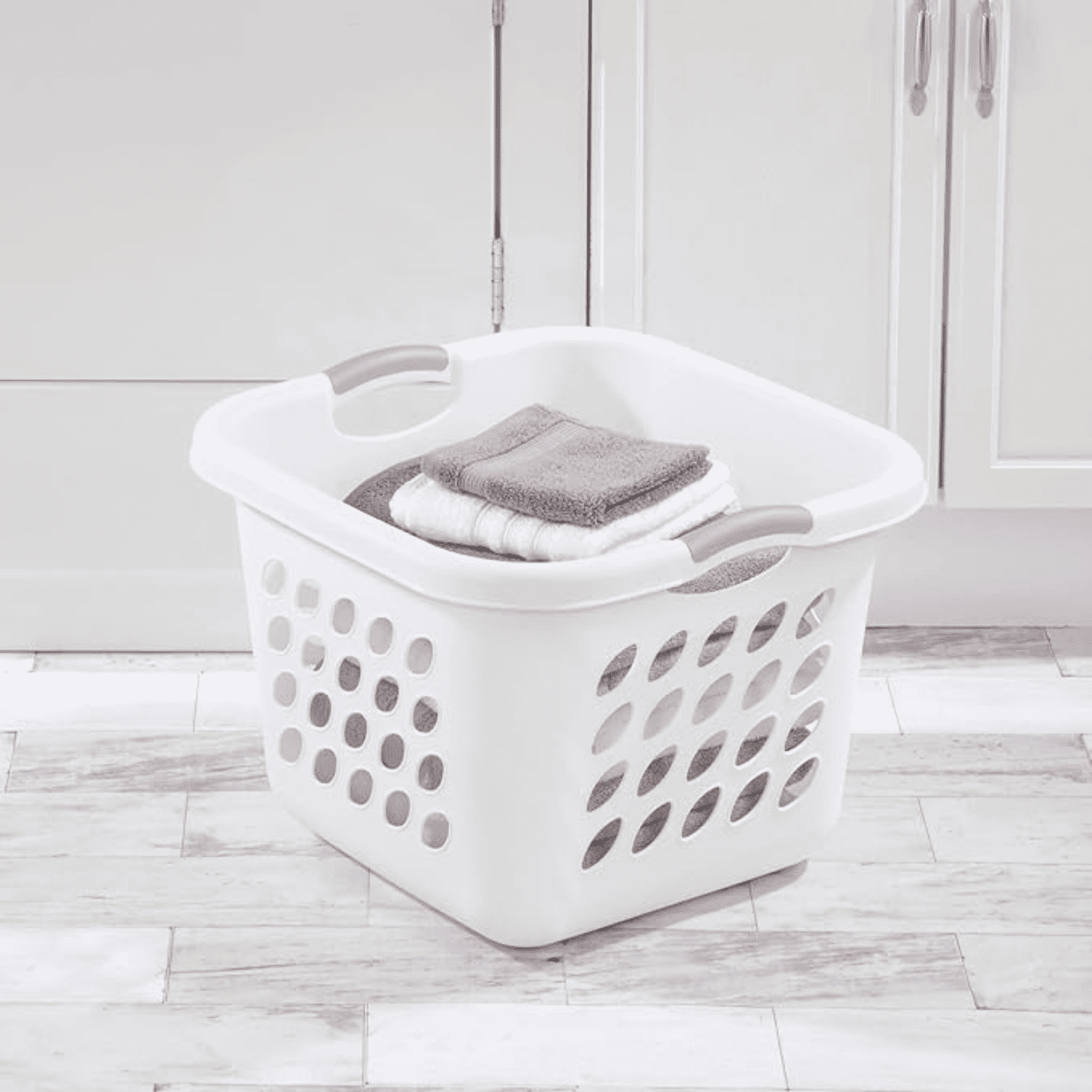 1.5 Storage Bushel Square Laundry Basket Plastic, Laundry Hamper White