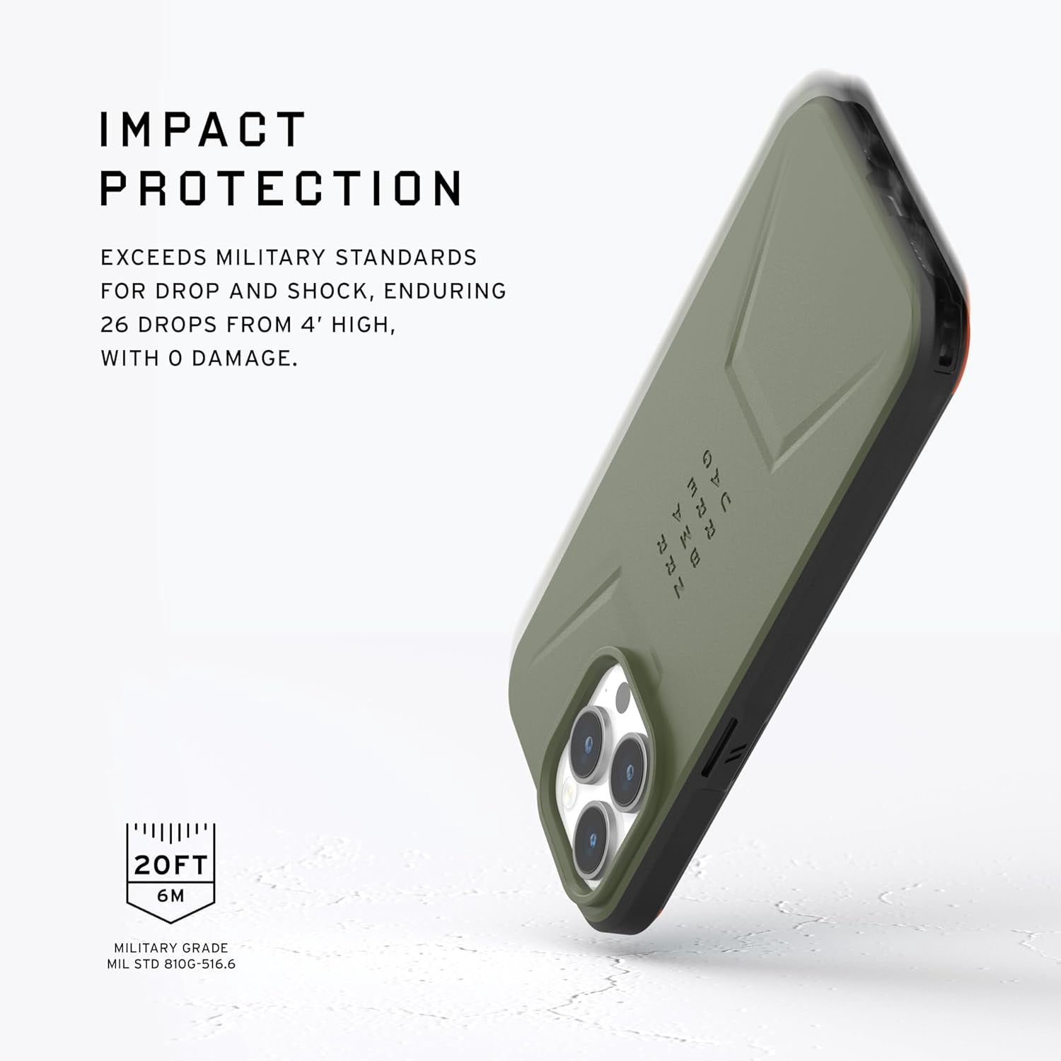 UAG iPhone 15 Pro Case 6.1" Civilian Olive Drab Built-in Magnet Compatible with MagSafe Charging Rugged Military Grade Dropproof Protective Cover by URBAN ARMOR GEAR