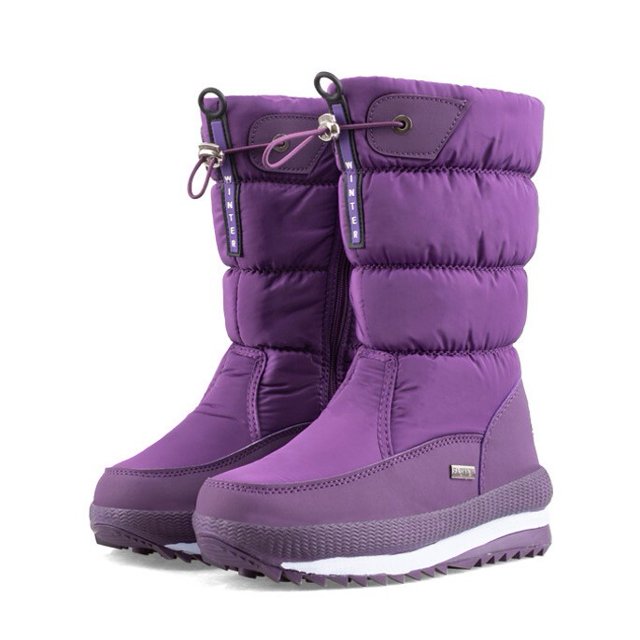Botas de nieve de becerro blancas para mujer Zapatos impermeables de algodón pesado