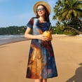 thumbnail image 4 of Lsque Cosmic Dog Starry Night Print Women's Casual Dress T-Shirt Summer Short Sleeve Scoop Neck Swing Dresses, 4 of 6