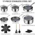 thumbnail image 3 of 17 Pcs Nonstick Stainless Steel Cookware Set, Hybrid Stainless Steel Pots and Pans Set Non Stick, Non Toxic Kitchen Cookware Sets, Dishwasher & Oven Safe, Induction & All Cooktop Compatible, 3 of 8