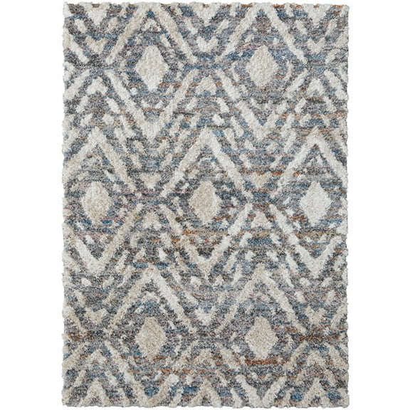 8' X 10' Ivory Gray And Taupe Geometric Power Loom Stain Resistant Area Rug