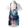 thumbnail image 4 of Austrian Apron, Foggy Autumn Sunrise in Hallstatt Lake by Mountains Idyllic Village Destination, Unisex Kitchen Bib with Adjustable Neck for Cooking Gardening, Adult Size, Multicolor, by Ambesonne, 4 of 4