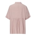 thumbnail image 4 of QLEICOM Womens Button Down V Neck Shirts Short Sleeve Blouse Roll Up Cuffed Sleeve Casual Work Plain Tops Summer Comfort Cotton and Linen Top Tee Shirts Pullover Blouses Pink M, 4 of 6