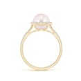 thumbnail image 2 of ANGARA Japanese Akoya Cultured Pearl Split Shank Ring with Halo in 14K Yellow Gold for Women | June Birthstone, Birthday, Anniversary, Jewelry Gift for Women | Pearl Ring, 2 of 9
