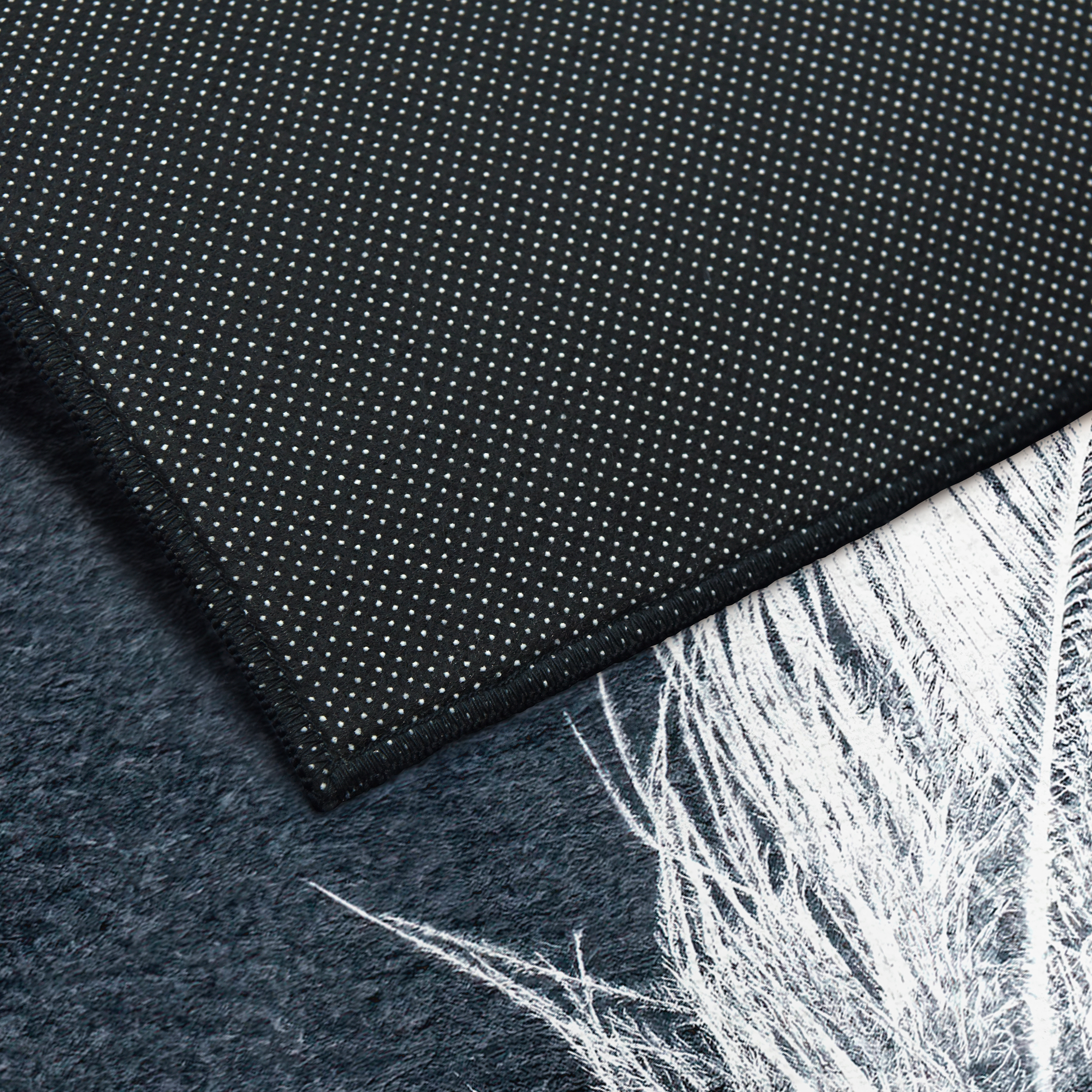 Feather I Dark Washable Art Area Rug size 8'x10', Power-loomed, Heavenly Softness with Non-Slipping Backing