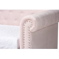 thumbnail image 4 of Baxton Studio Mabelle Light Pink Velvet Upholstered Daybed with Trundle, 4 of 10