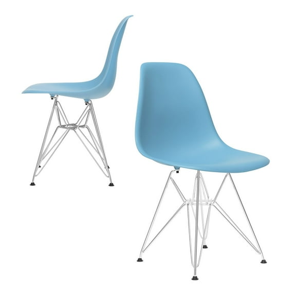 Eiffel Dining Chair with Chrome Base - Light Blue