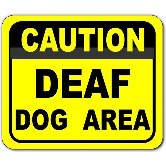 Joycenie New Metal Aluminum Sign Caution Deaf Dog Area Outdoor Sign Decor Novelty Art Sign for Indoor Outdoor Wall Decoration Tin Sign ,8×12 inch