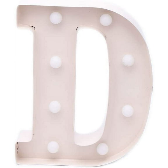 Home by Jackie Inc Decorative White Vintage Rustic Metal Hanging Light up LED Letter “D”