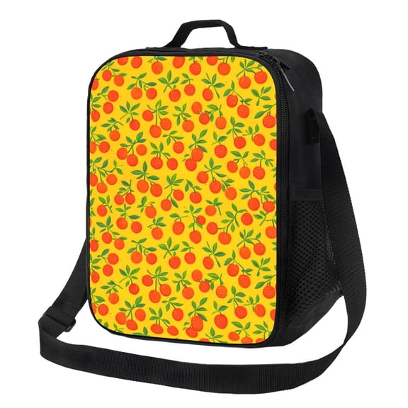 Cherry Pattern Lunch Bag Insulated Thermal Lunch Box with Shoulder Strap & Handle for Women and Men