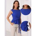 thumbnail image 2 of DARING DIVA Women's Elegant Side Tie Wrap Cap Sleeve Blouses XS Royal Blue, 2 of 6