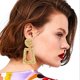 thumbnail image 4 of Pendientes colgantes cuadrados grandes geométricos huecos Pendientes colgantes de metal Pendientes de aro grandes con diseño texturizado elevado punk bohemio para mujer Joyería de moda Rojo Verde, 4 of 5