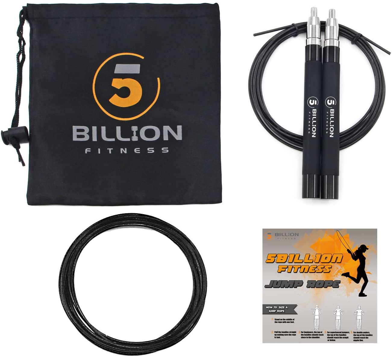 5BILLION Skipping Jump Rope Adjustable Self-Locking Rope for Gym Exercise