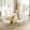 Gold Table+Gold White Chair, variant on Glass Dining Table Set of 7, 70“ Tempered Glass Top with Twisted X-Shaped Stainless Steel Base, 6 PU Leather Cushioned Chairs, for Kitchen & Office
