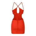 thumbnail image 5 of IROINNID Wedding Guest Dresses for Women Semi Formal Evening Night Casual Homecoming Dress Solid s Comfy Sleeveless Hollow Out Slim Mini Dress Elegant Bodycon Dress,Orange, 5 of 5