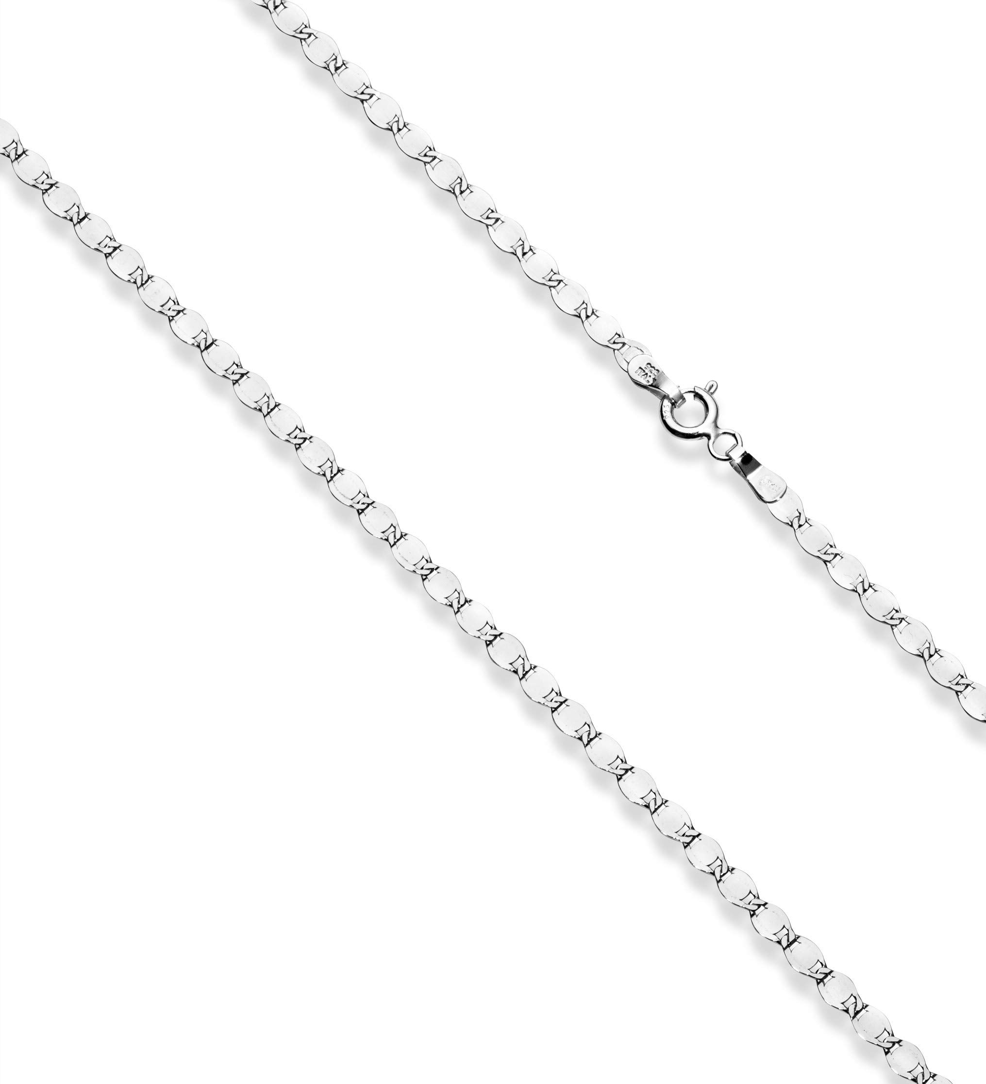 Miabella Italian 925 Sterling Silver Sparkle Mirror Link Chain Necklace for Women, Made in Italy (Length 20 Inches)