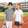 thumbnail image 2 of 2PC Kid Polo Shirts School Uniform Relaxed Fit Back To School Short Sleeve Button Down Tshirts Comfy Solid Color Pullover for Boys & Girls White 4-5 Years, 2 of 7