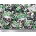 thumbnail image 3 of Soimoi Japan Crepe Satin Fabric Skull,Rose & Anemone Flower Print Fabric by The Yard 42 Inch Wide, 3 of 3