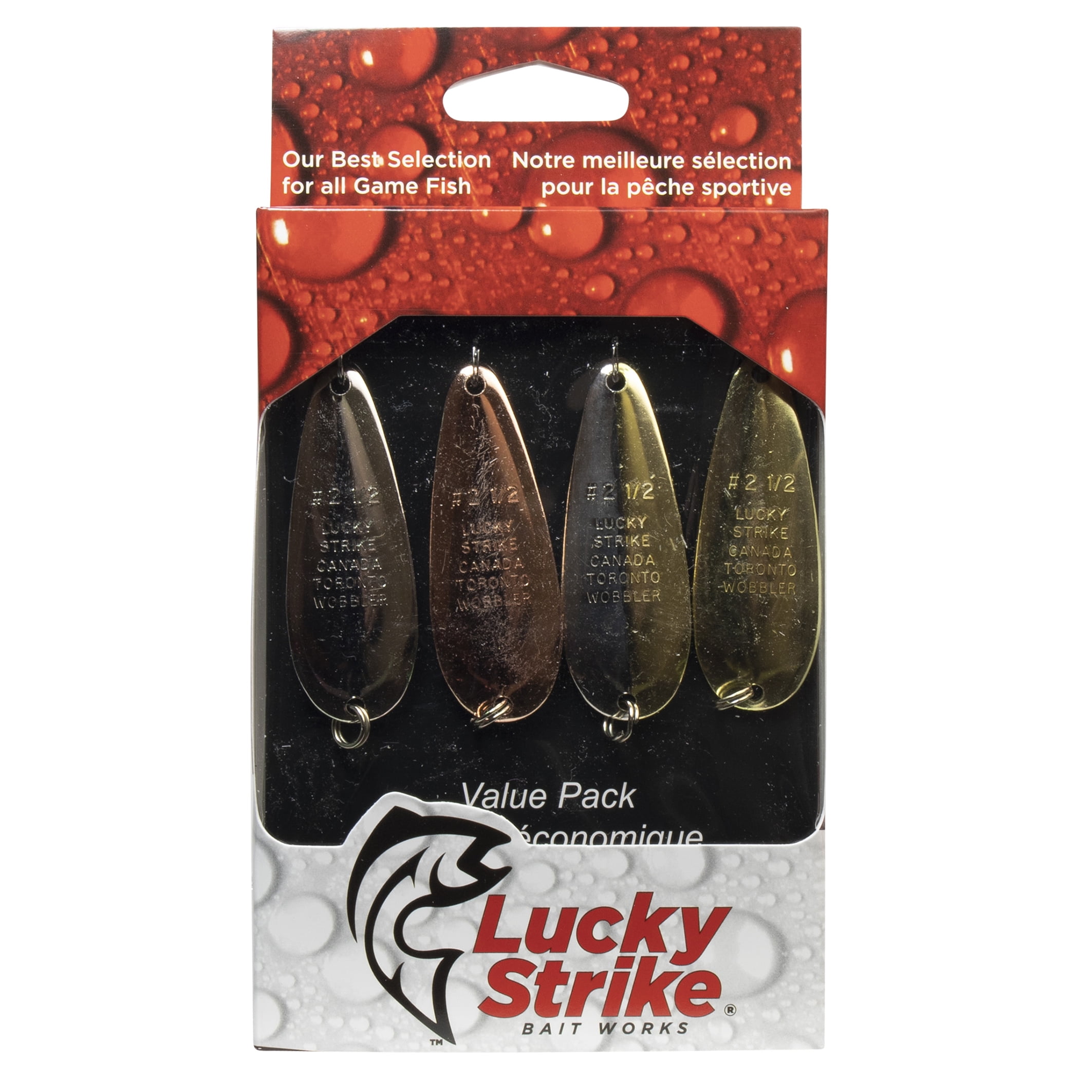 Lucky Strike Toronto Wobbler – Ensemble de 4 – Plaqué – Leurre de pêche