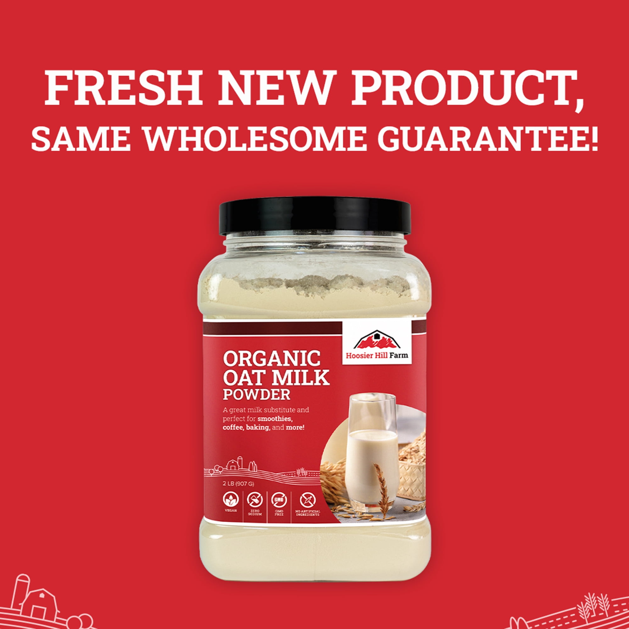 Hoosier Hill Farm Organic Oat Milk Powder, 2 lb Jar