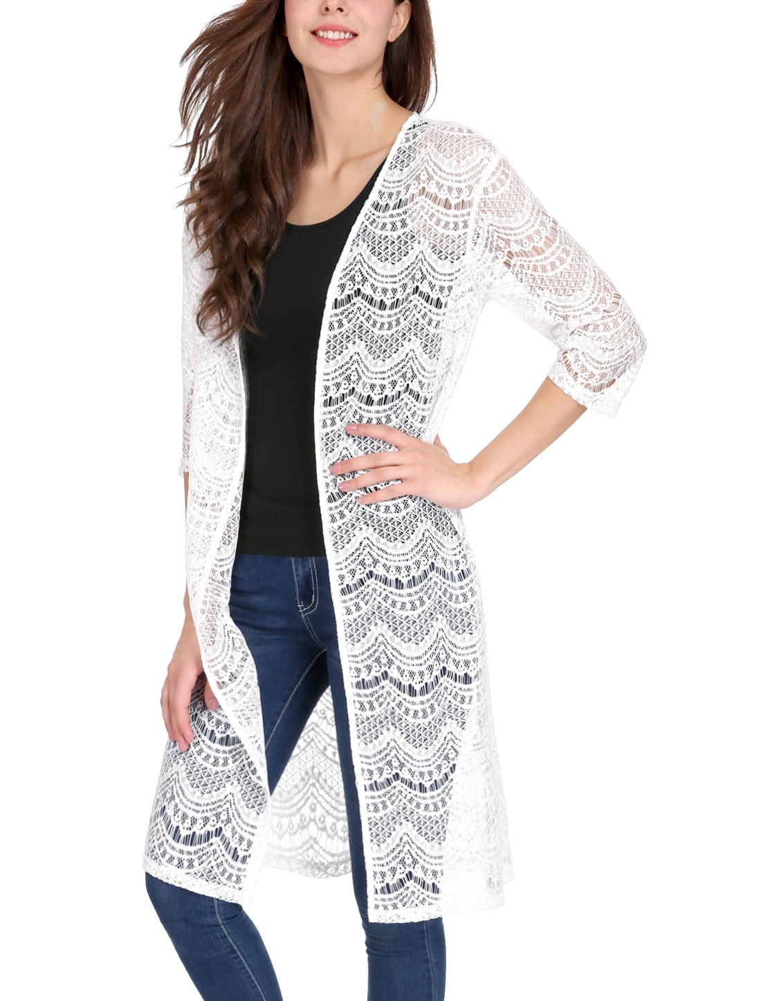 white see through cardigan